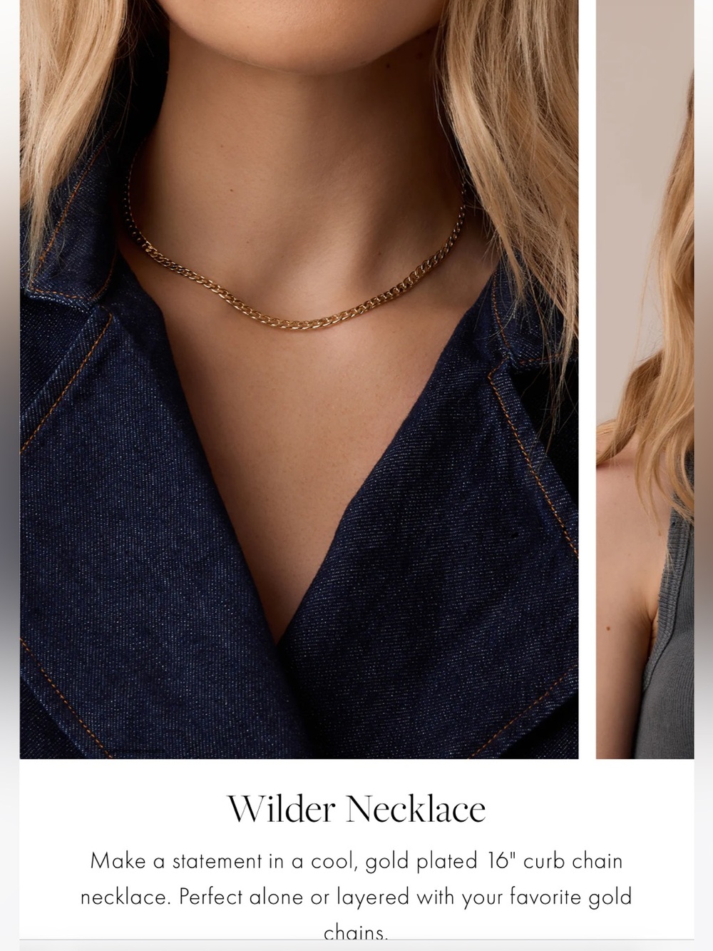 Gorjana Wilder 18k Gold-Plated Curb Chain Necklace 16” Mejuri Style - Picture 3 of 6